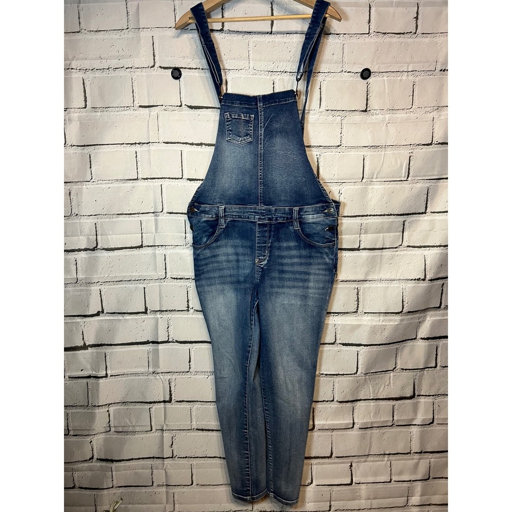 WallFlower Womens Denim Overalls Medium Wash Skinny Leg WFN12416M XL